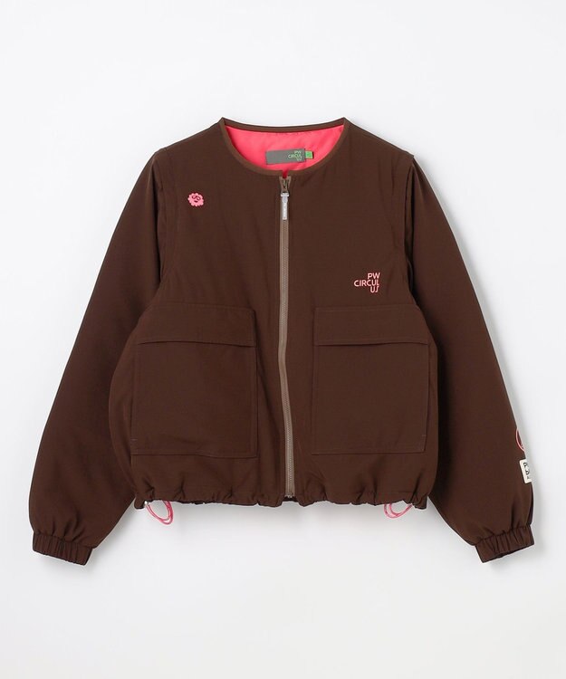 PW CIRCULUS 【撥水加工 / ストレッチ】【WOMEN】デタッチャブルキルティング中綿ブルゾン ゴルフウェア レディース ダークブラウン系