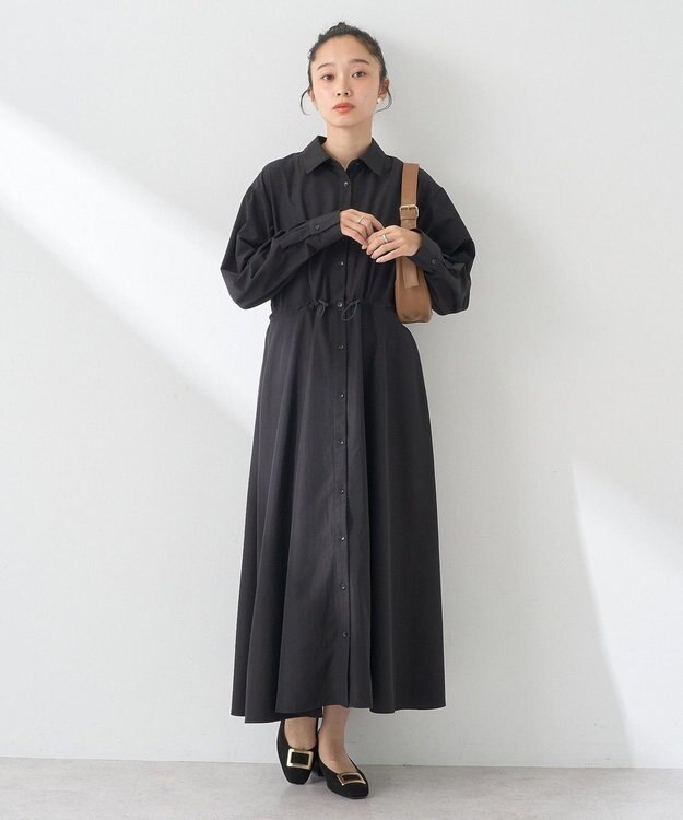 earth music&ecology ドロストシャツワンピース Black