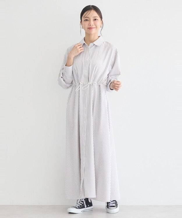 earth music&ecology ドロストシャツワンピース Stripe