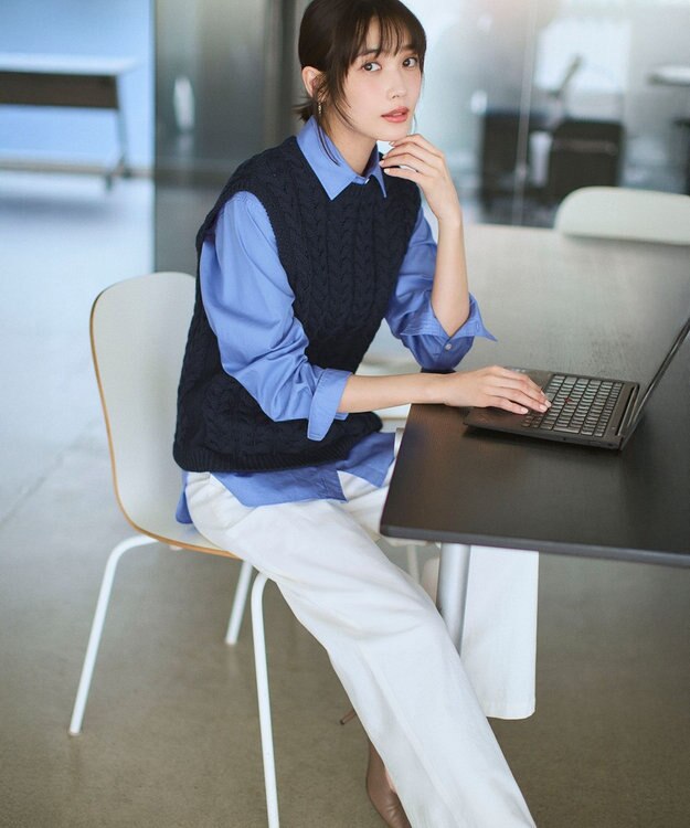 23区 S 【見上愛さん着用/VERY掲載】CANCLINI シャーティング ベーシックシャツ ブルー系