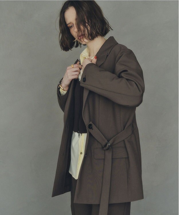 YECCA VECCA 2wayアシメデザインロングジャケット Brown