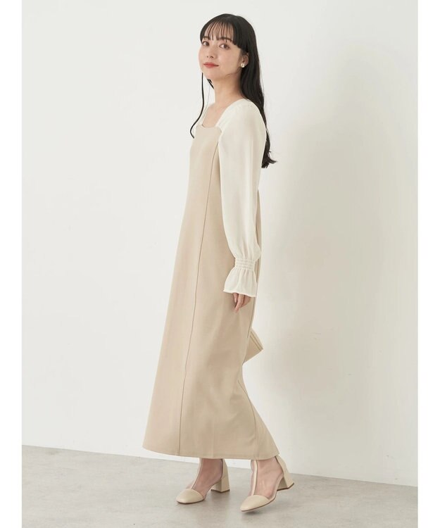 earth music&ecology ショルダードッキングワンピース Beige