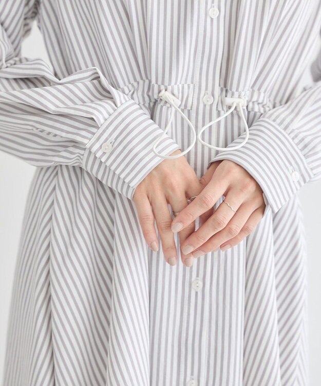 earth music&ecology ドロストシャツワンピース Stripe