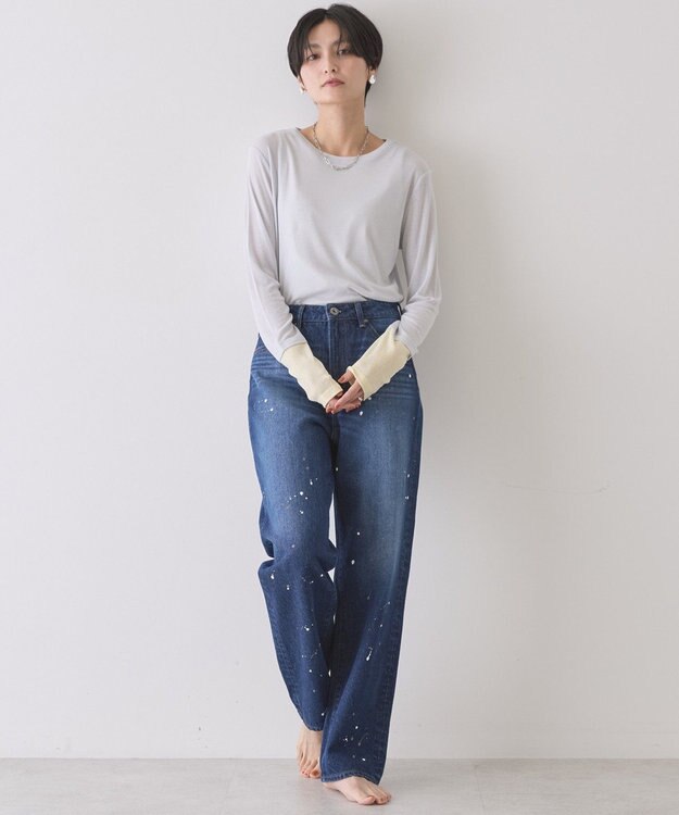 AMERICAN HOLIC ルーズストレートペイントデニム Indigo