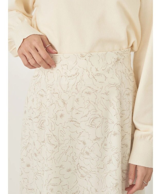 earth music&ecology 切替フラワースカート Ivory