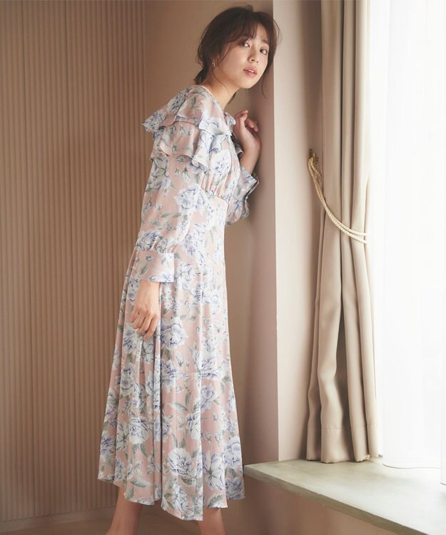 Feroux 【洗える】フラワープリント ワンピース ピンク系9