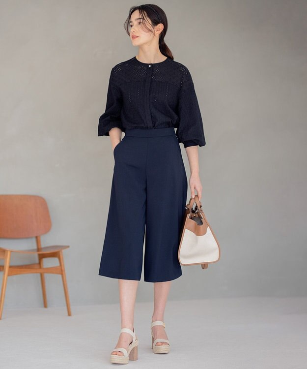 組曲 【洗える】ライトツイルストレッチ パンツ ネイビー系