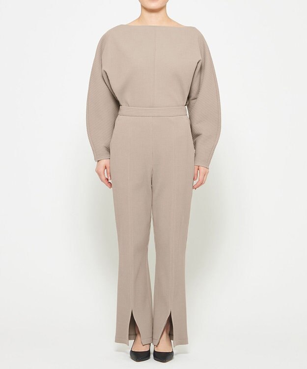 uncrave プリーツリブ スリットパンツ グレージュ