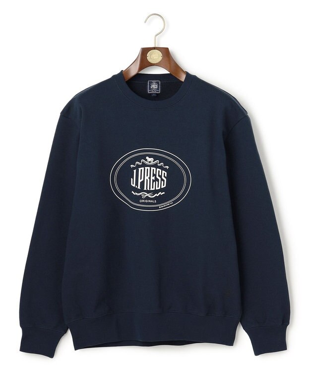 J.PRESS MEN 【J.PRESS ORIGINALS】【UNISEX】Supima Recycle French Terry Orval Logo Sweat Shirt ネイビー系