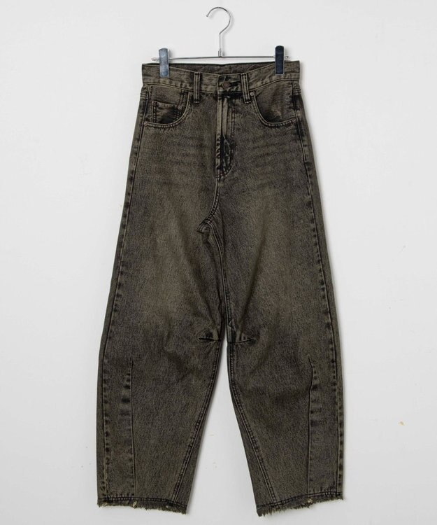 WEGO ヴィンテージウォッシュカーブデニムパンツ スミクロ