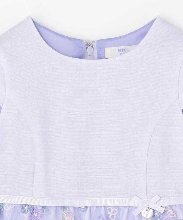 ANY KIDS 花柄刺繍ワンピース ラベンダー