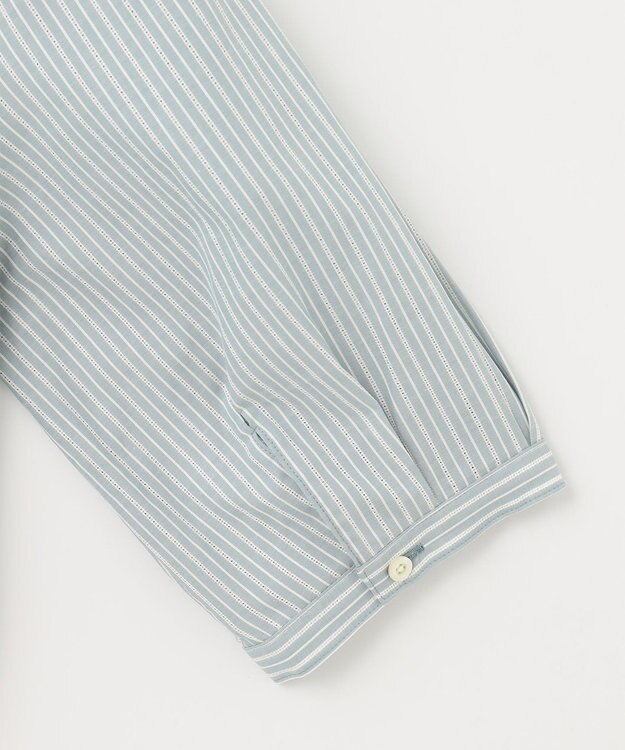 J.PRESS LADIES 【洗える】BEZ空羽ストライプ シャツカラー ブラウス ライトグリーン系1