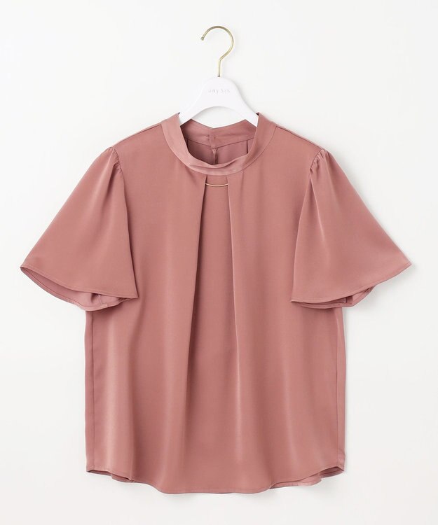 ANY SIS S 【洗える】4WAY半袖 ボウブラウス スモーキーピンク