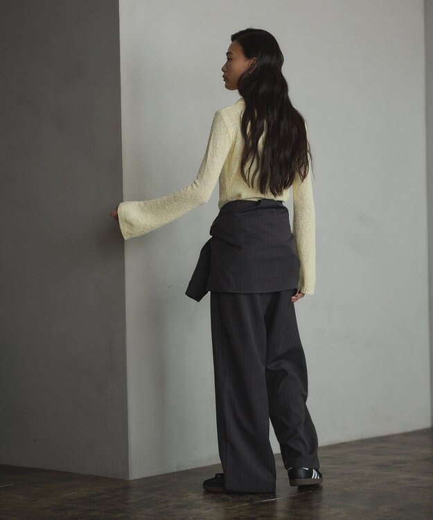 CRAFT STANDARD BOUTIQUE ブークレヤーン衿付きニットカーディガン Light Yellow