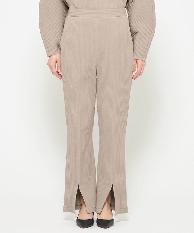 uncrave プリーツリブ スリットパンツ グレージュ