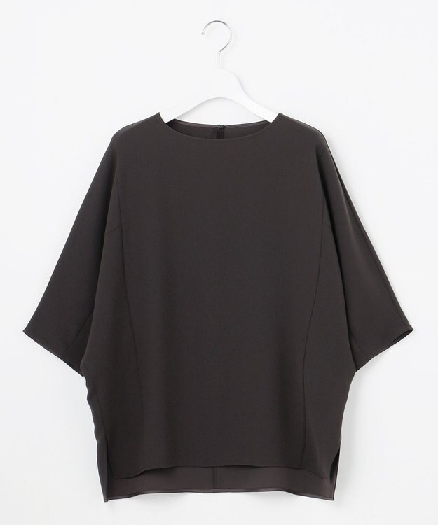 23区 L 【吸水速乾/UVカット/接触冷感】ストレッチジョーゼット ドルマン カットソー ダークブラウン系