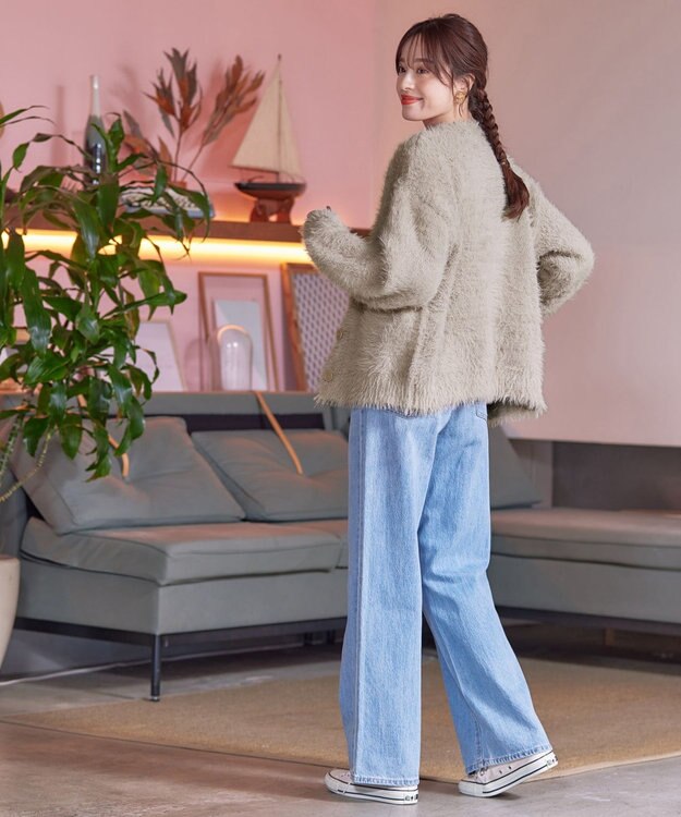 Tiaclasse 【洗える】シャギーニットカーディガン ベージュ