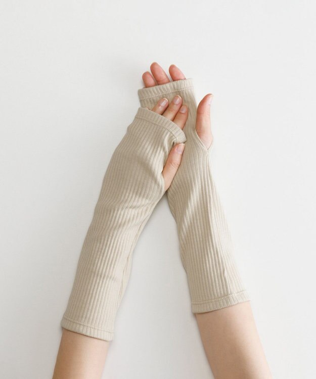 ORuKuBET organic cotton rib arm cover 【 UVカット・オーガニックコットン・日本製 】 ベージュ