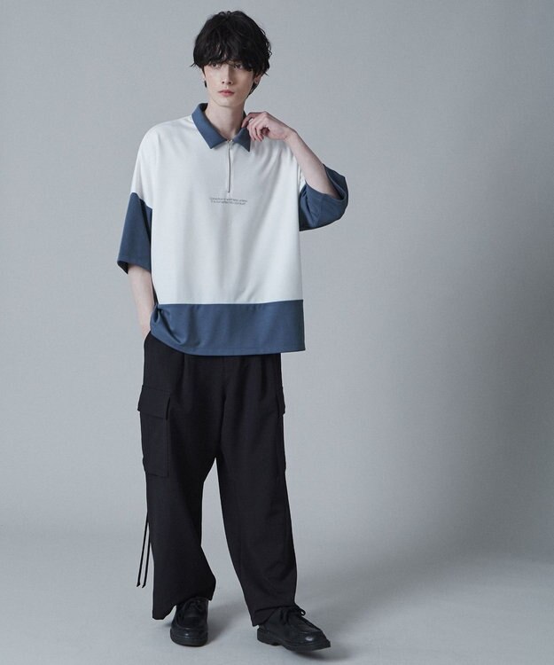 WEGO ドルマンポンチハーフジップT（S） ブルー