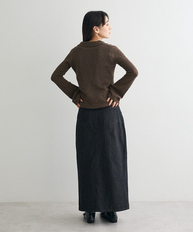 CRAFT STANDARD BOUTIQUE ブークレヤーン衿付きニットカーディガン Brown