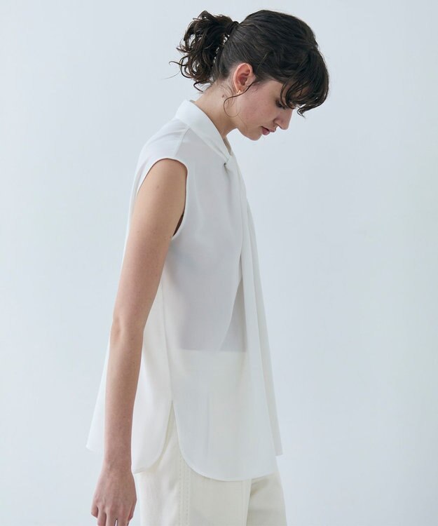 BEIGE， ANITA / ノースリーブタックブラウス White