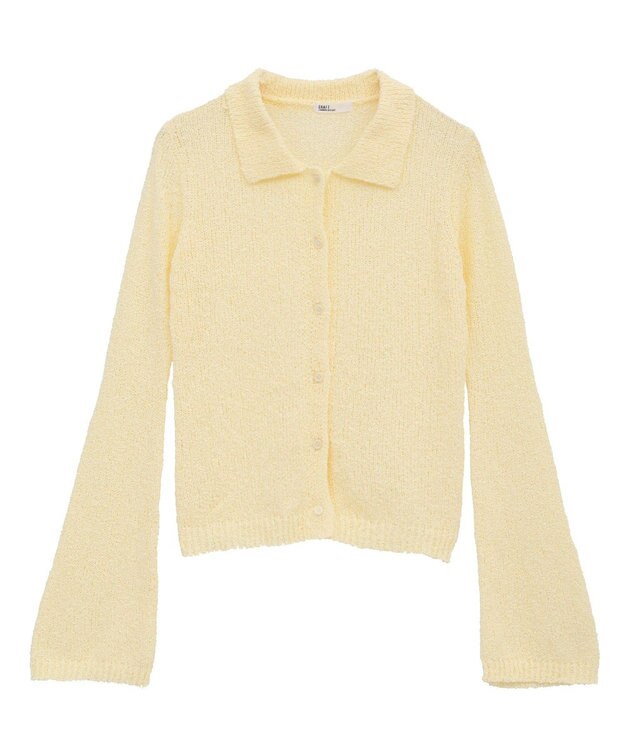 CRAFT STANDARD BOUTIQUE ブークレヤーン衿付きニットカーディガン Light Yellow