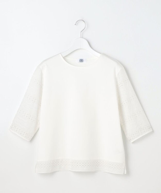 J.PRESS LADIES S スムースジャージー 刺繍 カットソー ホワイト系