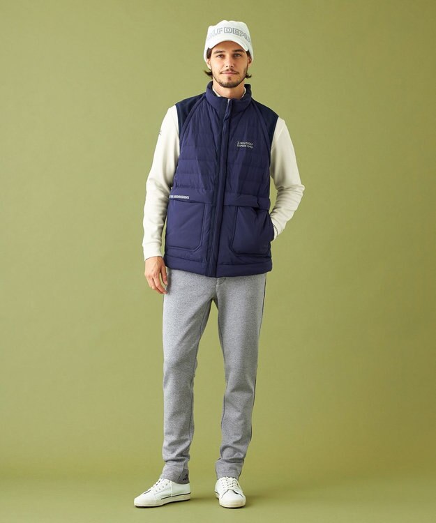 23区GOLF 【MEN】【防風/撥水/ストレッチ】【袖取り外しで2WAY】キルティング ブルゾン ダルブルー系