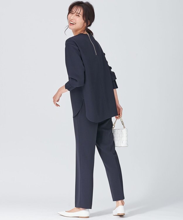 23区 トリアセダブルジョーゼット ブラウス ネイビー系