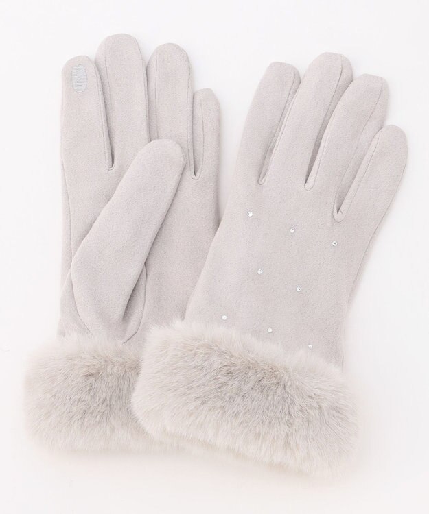 ANY SIS シャインストーン グローブ ライトグレー