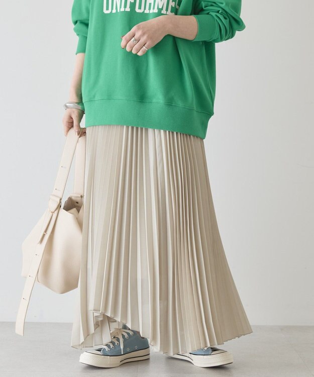 AMERICAN HOLIC 【選べる丈】シアープリーツスカート Light Beige