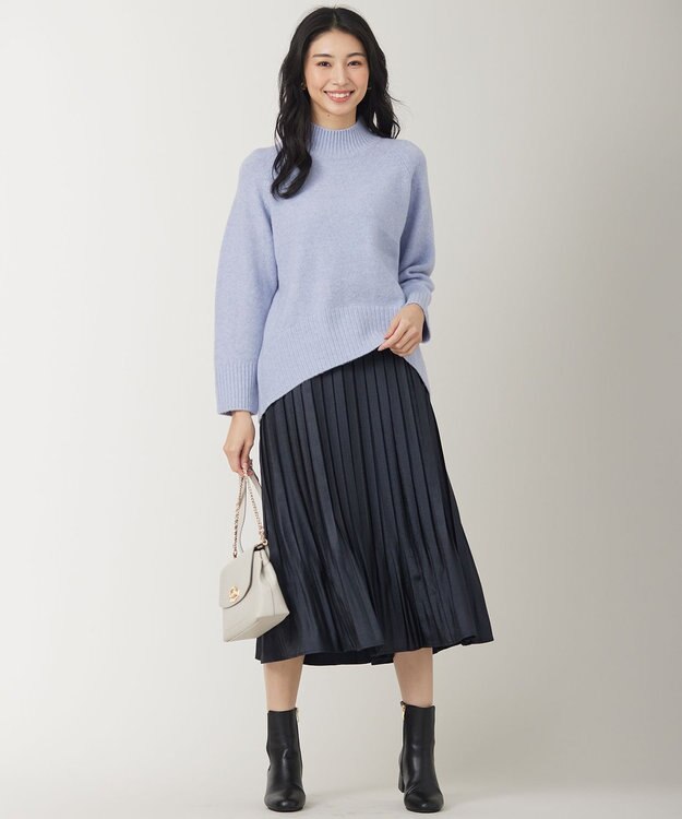 ANY SIS 【洗える】ブライトサテンプリーツ スカート ブラック