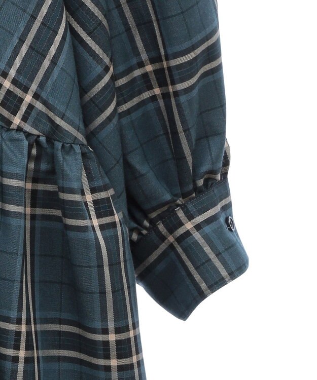 Green Parks ボウタイリボン付裾バルーンシャツワンピース Green