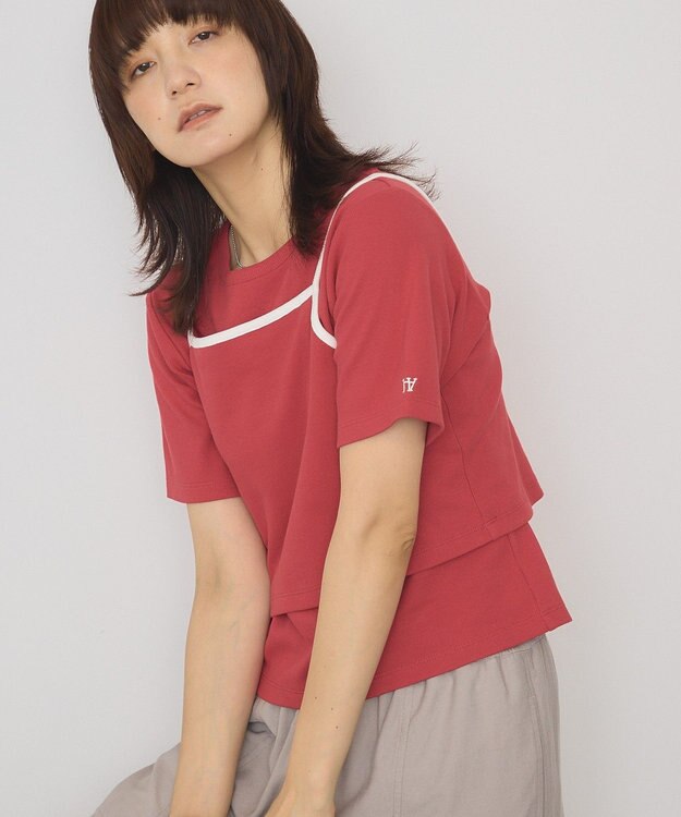 AMERICAN HOLIC 【2点セット】配色キャミ＋Tシャツ Red