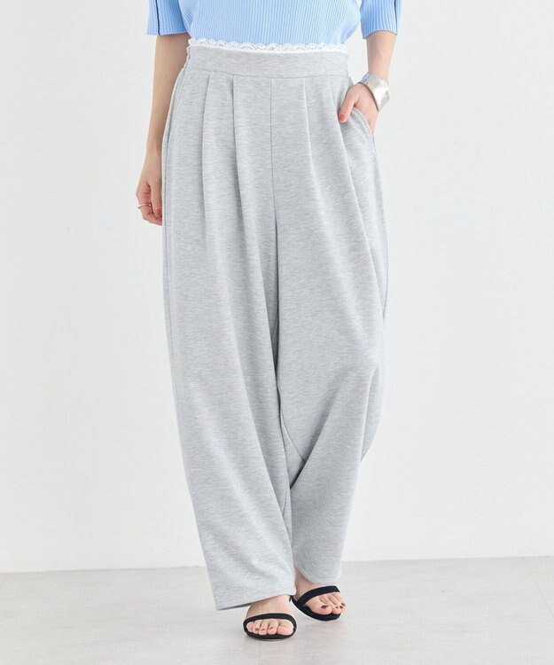 earth music&ecology レースレイヤード風スウェットパンツ Gray Mixture