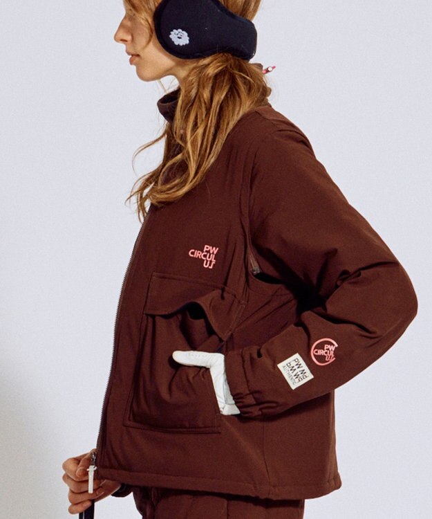 PW CIRCULUS 【撥水加工 / ストレッチ】【WOMEN】デタッチャブルキルティング中綿ブルゾン ゴルフウェア レディース ダークブラウン系