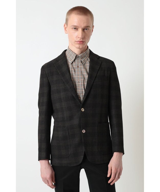 DAKS グレンチェック ジャージージャケット ブラウン