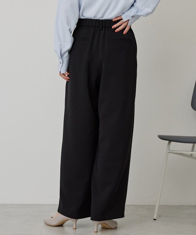 AMERICAN HOLIC 【イージーケア】タックストレートパンツ Black