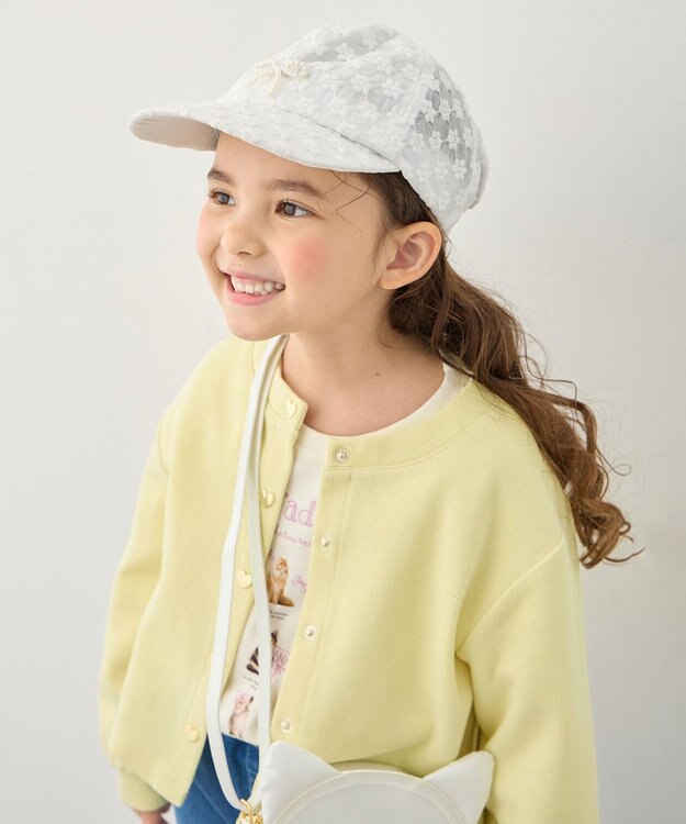 ANY KIDS ガーリーアソートキャップ ホワイトレース×パールリボン