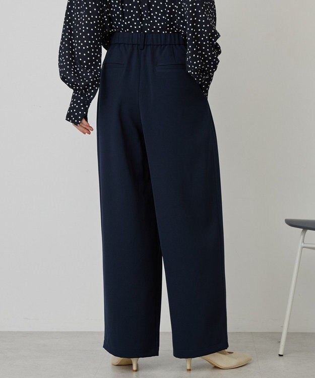 AMERICAN HOLIC 【イージーケア】タックストレートパンツ Navy