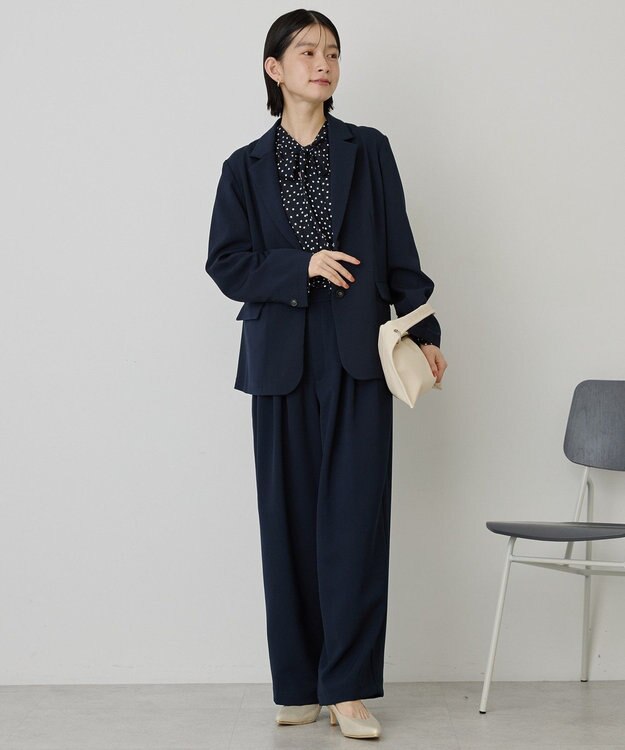 AMERICAN HOLIC 【イージーケア】タックストレートパンツ Navy