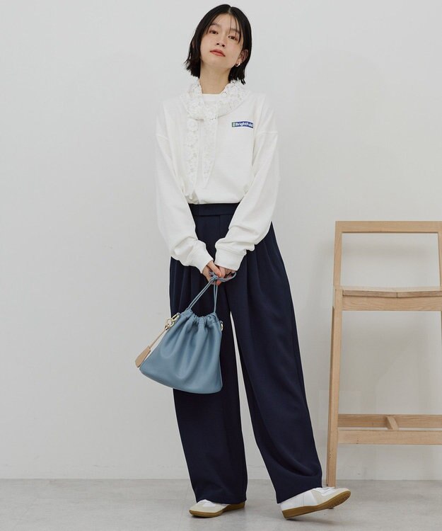 AMERICAN HOLIC 【イージーケア】タックストレートパンツ Navy