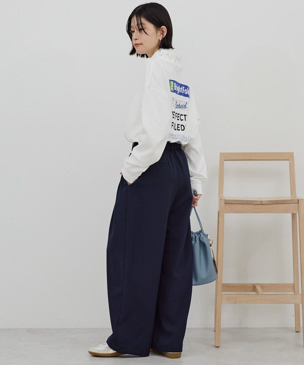 AMERICAN HOLIC 【イージーケア】タックストレートパンツ Navy