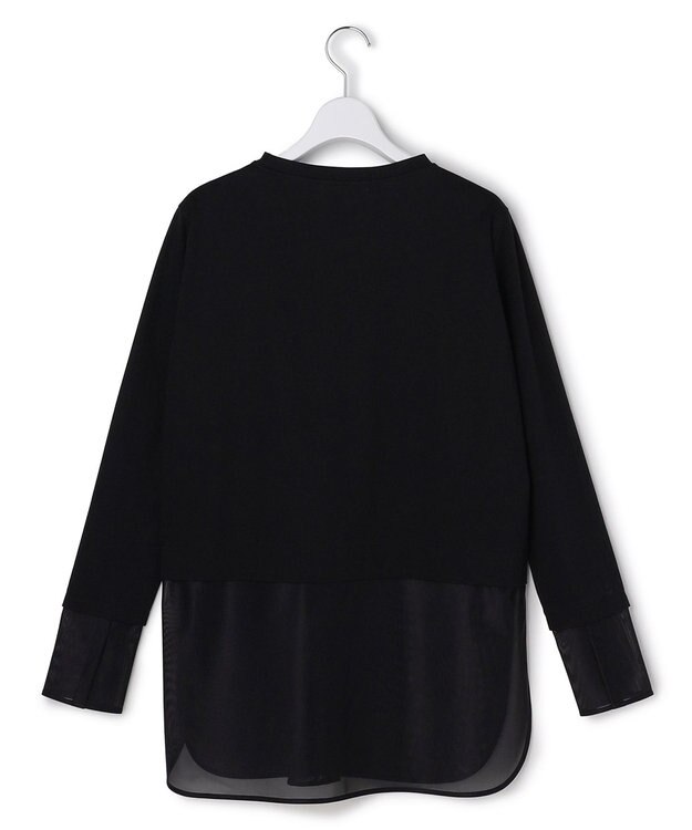 ICB L サテンラッセルコンビ カットソー ブラック系