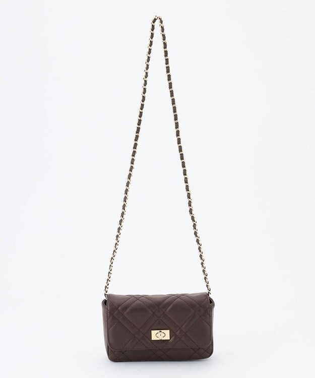 23区 キルティングチェーン ショルダー バッグ ブラウン系