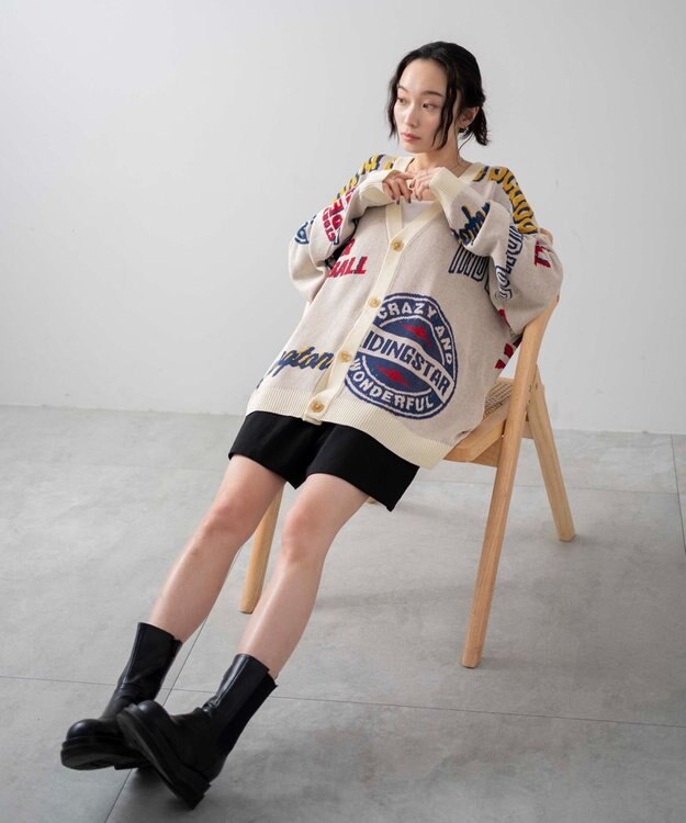 WEGO 【ユニセックス着用ITEM】オーバーフィットドライタッチパターンカーディガン 柄1