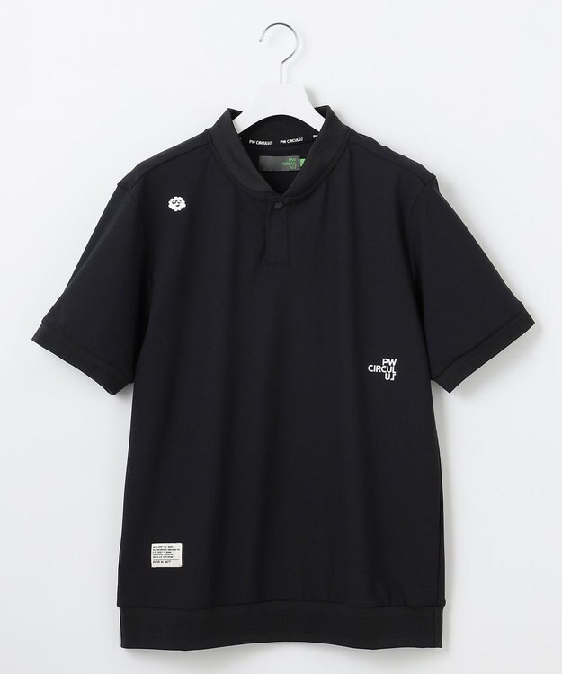 PW CIRCULUS 【吸水速乾 / UV遮蔽率99% UVカット / ストレッチ】【MEN】ベースボールカラーポロシャツ ゴルフ ブラック系