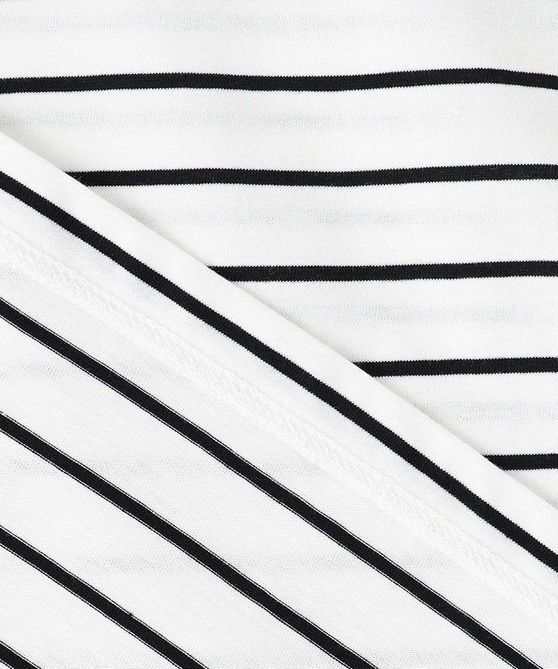 J.PRESS LADIES 【洗える】スムースジャージー ボーダー カットソー オフ×ブラック系