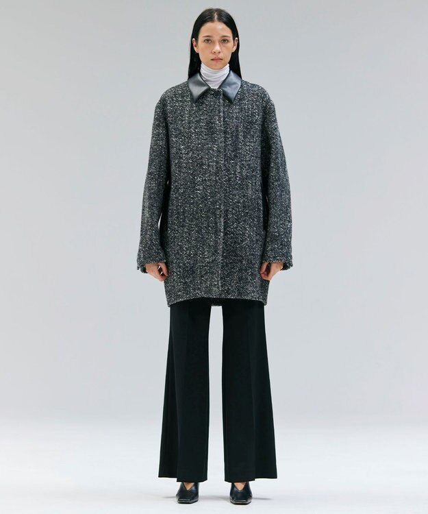 BEIGE， ROBY / フェイクレザーツイードコート Monotone