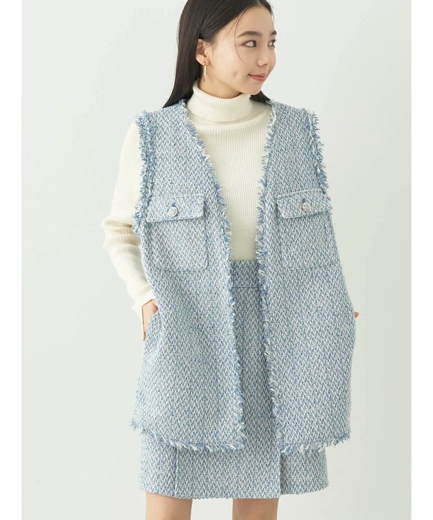 earth music&ecology ツイードジレ Blue